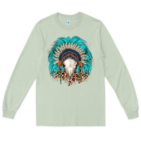 Matcha bull skull indian headdress Long Sleeve Tee - JahusDesignShop