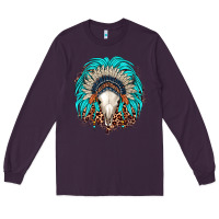 Plum bull skull indian headdress Long Sleeve Tee - JahusDesignShop