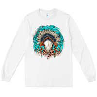Bull Skull Indian Headdress Long Sleeve Tee | Teevron