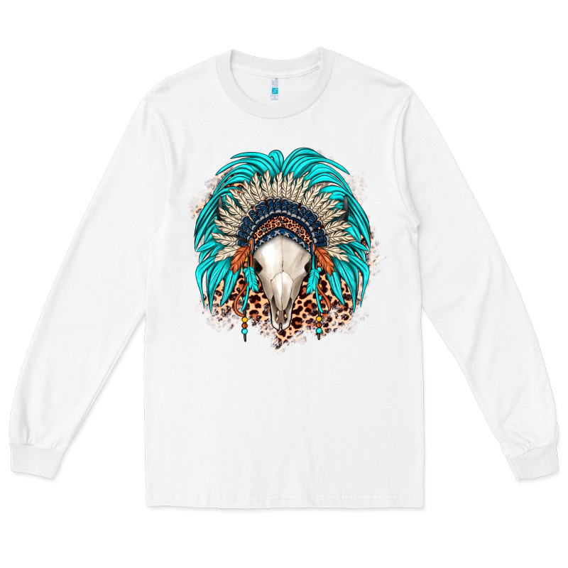 Bull Skull Indian Headdress Long Sleeve Tee by JahusDesignShop | Teevron