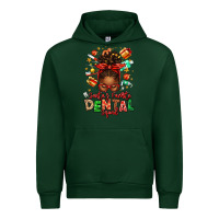 Forest Green Santa's Favorite Dental Squad Afro Messy Bun Urban Hoodie - texasbilliewilder