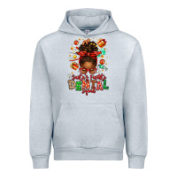 Heather Grey Santa's Favorite Dental Squad Afro Messy Bun Urban Hoodie - texasbilliewilder
