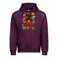 Mauve Wine Santa's Favorite Dental Squad Afro Messy Bun Urban Hoodie - texasbilliewilder