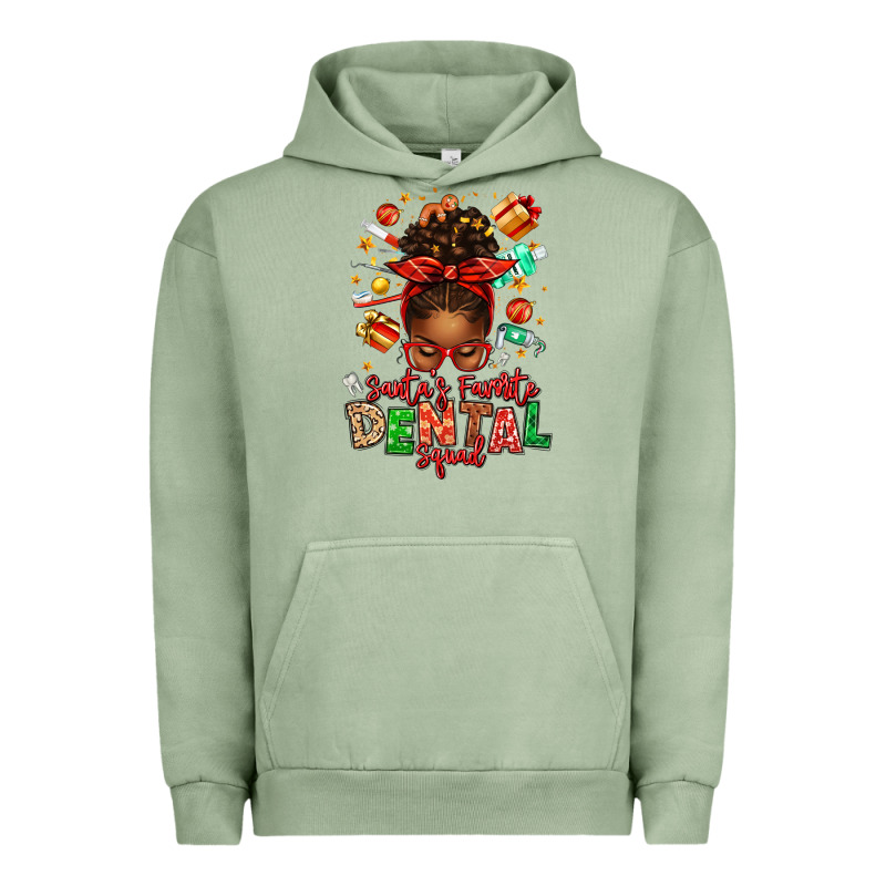 Santa's Favorite Dental Squad Afro Messy Bun Urban Hoodie by texasbilliewilder | Teevron