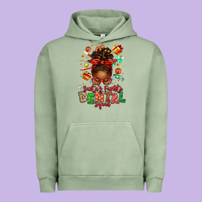 Santa's Favorite Dental Squad Afro Messy Bun Urban Hoodie Designed By Texasbilliewilder