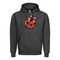 Charcoal Heather ladybug Zipper Hoodie - BarkalooDesign