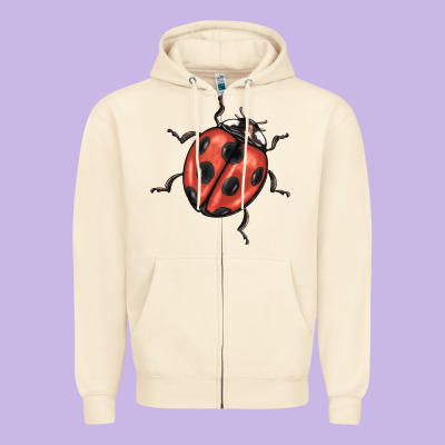 Ladybug Zipper Hoodie Designed By Barkaloodesign
