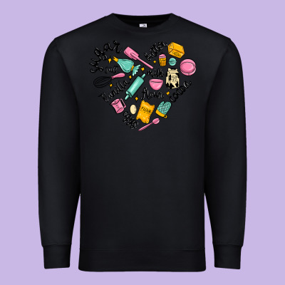 Vanilla Eggs Sugar Cocoa And Kitchen Heart Premium Sweatshirt Designed By Maliassmallbusiness