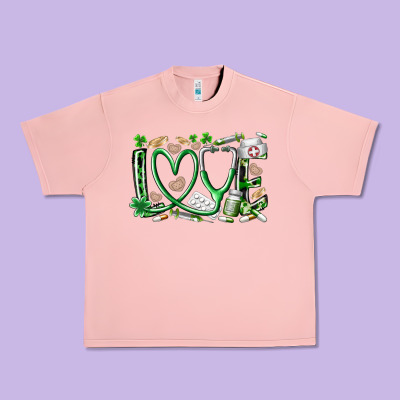 St.patricks Love Nurse Urban Heavy Tee Designed By Racoondesign