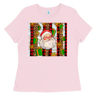 Bubblegum Pink santa with gifts Ladies Tee - AdoDesignShop