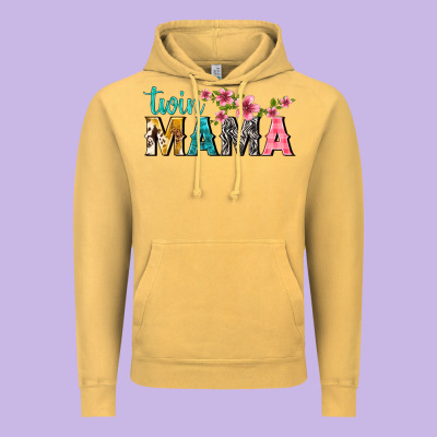 Twin Mama With Flowers Vintage Hoodie Designed By Texasbilliewilder