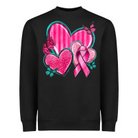Black Breast Cancer Hearts Heavyweight Sweatshirt - texasbilliewilder
