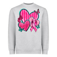Heather Grey Breast Cancer Hearts Heavyweight Sweatshirt - texasbilliewilder