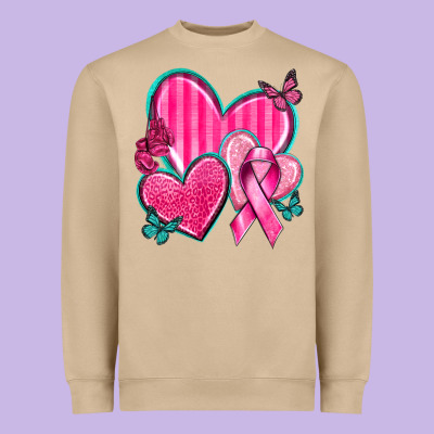 Breast Cancer Hearts Heavyweight Sweatshirt Designed By Texasbilliewilder