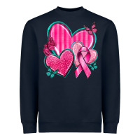 Navy Breast Cancer Hearts Heavyweight Sweatshirt - texasbilliewilder