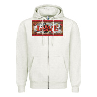 Oatmeal Heather love ladybug    license plate template Zipper Hoodie - BarkalooDesign