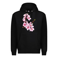 Black Peach Blossom Illustrations Premium Hoodie - LillyAllenDesigns
