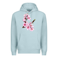 Blue Mist Peach Blossom Illustrations Premium Hoodie - LillyAllenDesigns