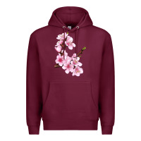 Burgundy Peach Blossom Illustrations Premium Hoodie - LillyAllenDesigns