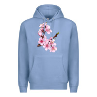 Colony Blue Peach Blossom Illustrations Premium Hoodie - LillyAllenDesigns