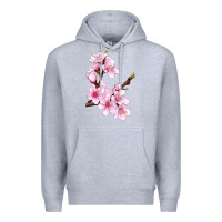 Heather Grey Peach Blossom Illustrations Premium Hoodie - LillyAllenDesigns
