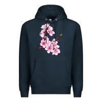 Navy Peach Blossom Illustrations Premium Hoodie - LillyAllenDesigns