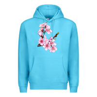Ocean Blue Peach Blossom Illustrations Premium Hoodie - LillyAllenDesigns