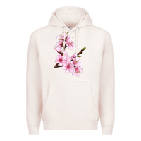 Pale Pink Peach Blossom Illustrations Premium Hoodie - LillyAllenDesigns