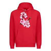Red Peach Blossom Illustrations Premium Hoodie - LillyAllenDesigns