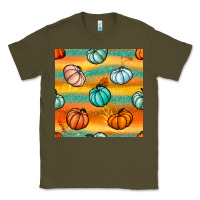 Army Green Pumpkin And Glitter Seamless Pattern Classic Tee - BundleAndBundleShop