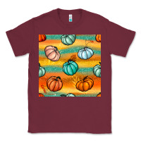 Burgundy Pumpkin And Glitter Seamless Pattern Classic Tee - BundleAndBundleShop