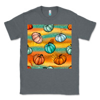 Charcoal Heather Pumpkin And Glitter Seamless Pattern Classic Tee - BundleAndBundleShop