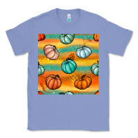 Colony Blue Pumpkin And Glitter Seamless Pattern Classic Tee - BundleAndBundleShop