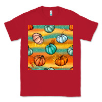 Red Pumpkin And Glitter Seamless Pattern Classic Tee - BundleAndBundleShop