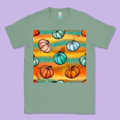 Pumpkin And Glitter Seamless Pattern Classic Tee Designed By Bundleandbundleshop