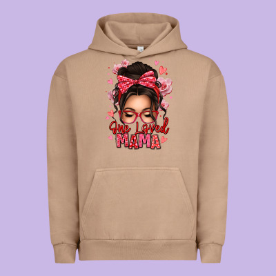 One Loved Mama Messy Bun Urban Hoodie Designed By Texasbilliewilder