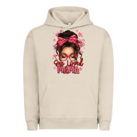 Pigment French Oak one loved mama messy bun Urban Hoodie - texasbilliewilder