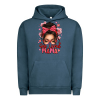 Pigment Midnight Navy one loved mama messy bun Urban Hoodie - texasbilliewilder
