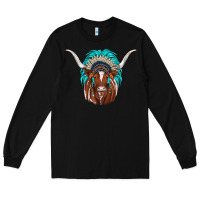 Black texas longhorn indian headdress Long Sleeve Tee - JahusDesignShop