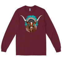 Burgundy texas longhorn indian headdress Long Sleeve Tee - JahusDesignShop