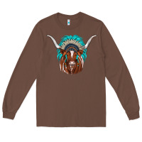 Chestnut texas longhorn indian headdress Long Sleeve Tee - JahusDesignShop