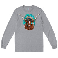 Heather Grey texas longhorn indian headdress Long Sleeve Tee - JahusDesignShop