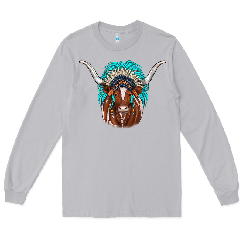 Texas Longhorn Indian Headdress Long Sleeve Tee by JahusDesignShop | Teevron