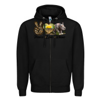 Black peace love rhino Zipper Hoodie - LillyAllenDesigns