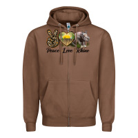 Chestnut peace love rhino Zipper Hoodie - LillyAllenDesigns