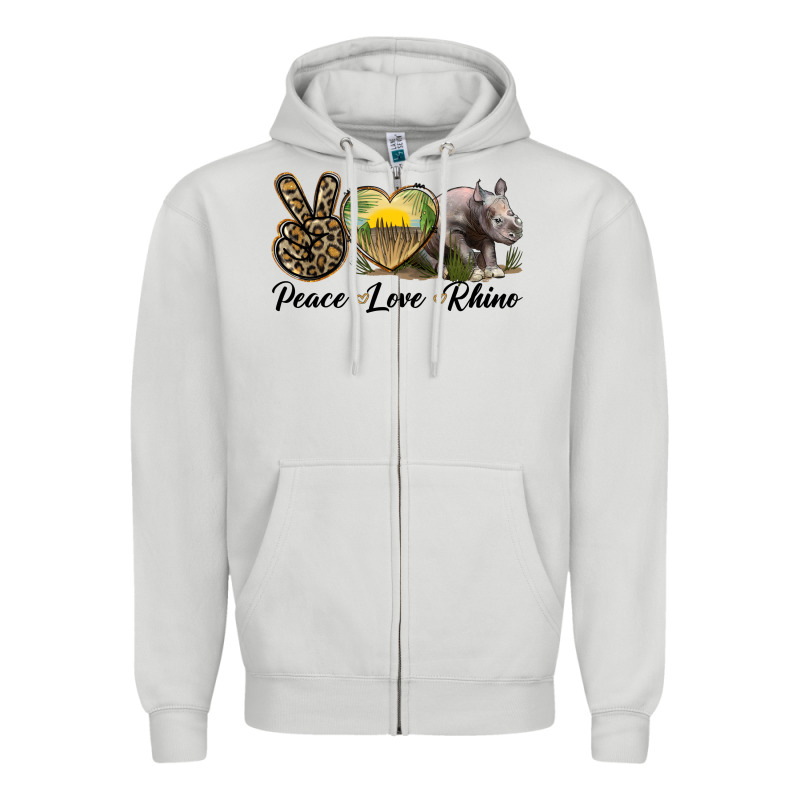 Peace Love Rhino Zipper Hoodie by LillyAllenDesigns | Teevron