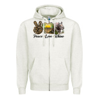 Oatmeal Heather peace love rhino Zipper Hoodie - LillyAllenDesigns