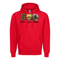 Red peace love rhino Zipper Hoodie - LillyAllenDesigns
