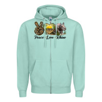 Seafoam peace love rhino Zipper Hoodie - LillyAllenDesigns