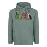 Sage mardi gras alligator crawfish pelican Heavyweight Hoodie - MaliasSmallBusiness